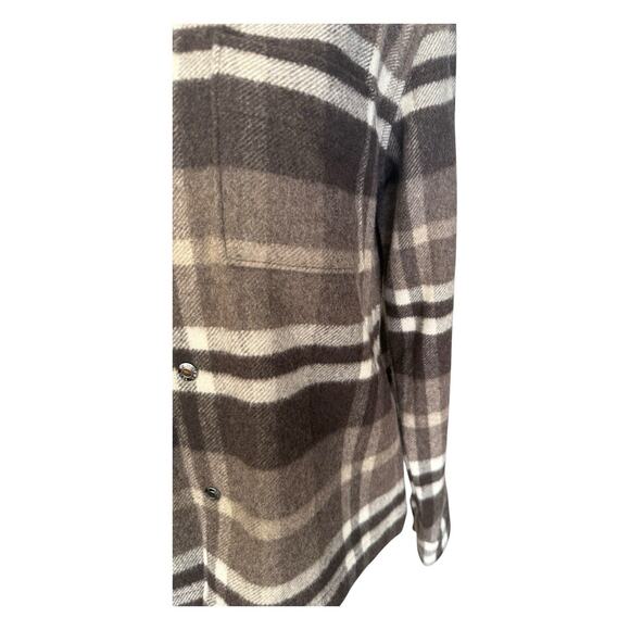 Reiss Cortez Wool Blend Plaid Overshirt Flannel Brown S - Picture 6 of 15